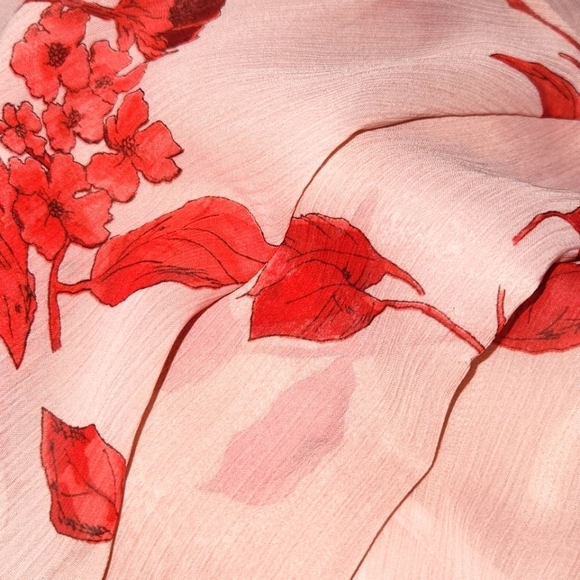 Lush Small Pink Red Floral Ruffle Faux Wrap Dress - Picture 6 of 7